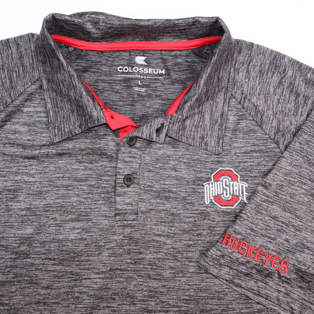 Colosseum Ohio State Buckeyes Mens Large Polo Shirt Space Dye Gray